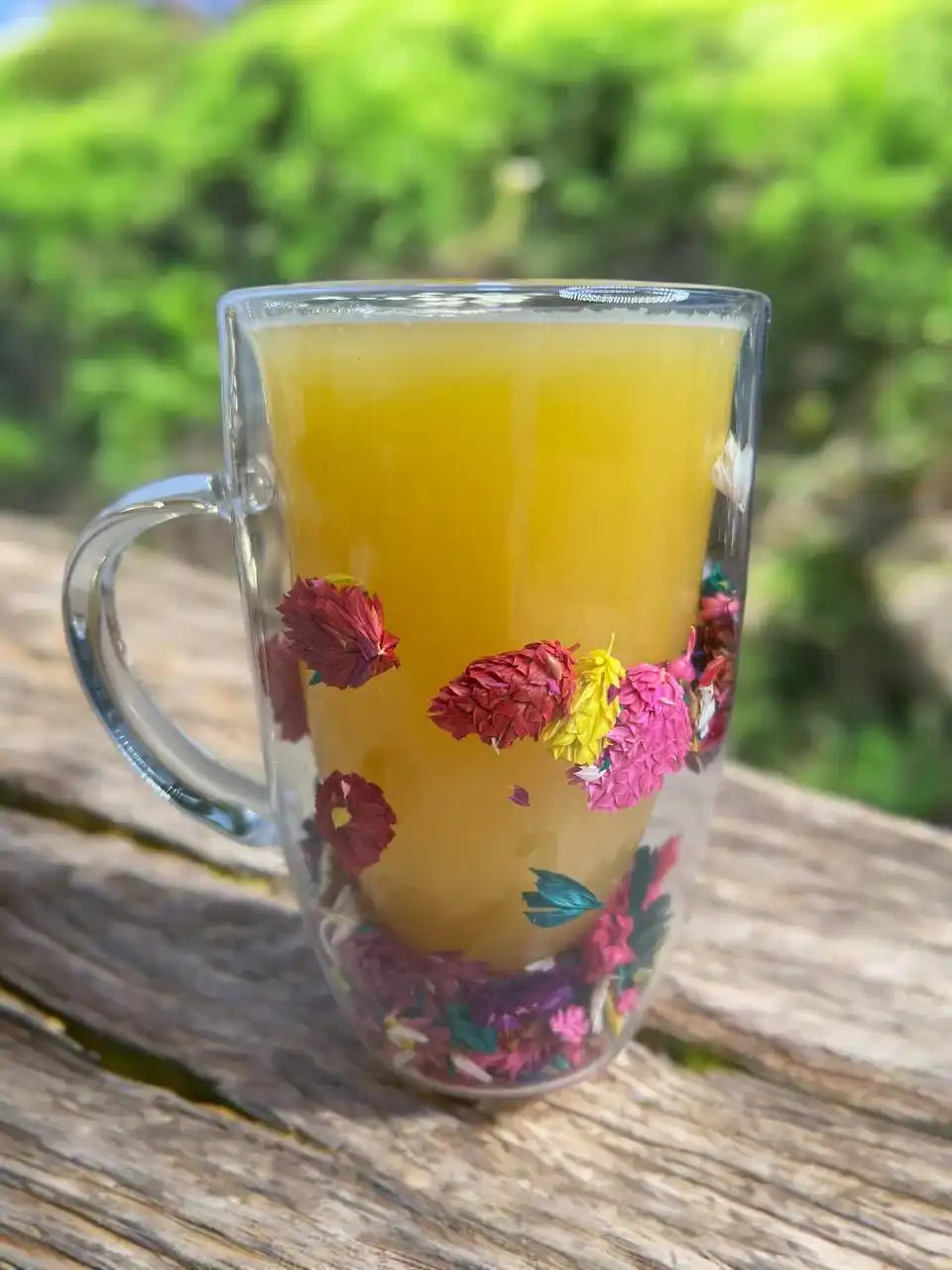 Double wall mug with flowers-Large - Customization Option