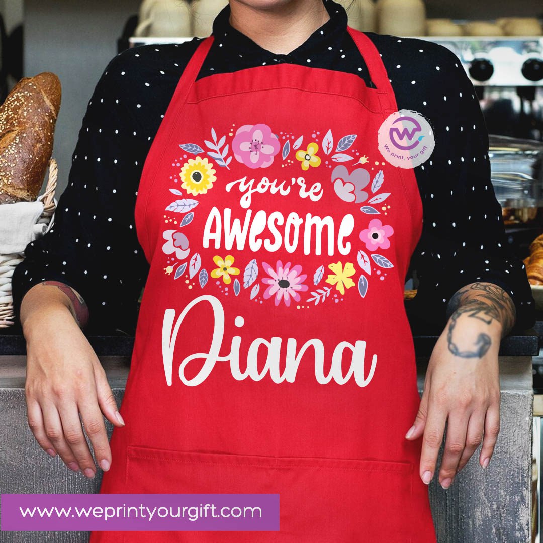 Motivational Personalized Apron – Custom Name Heavy Cotton Kitchen Apron with Pocket