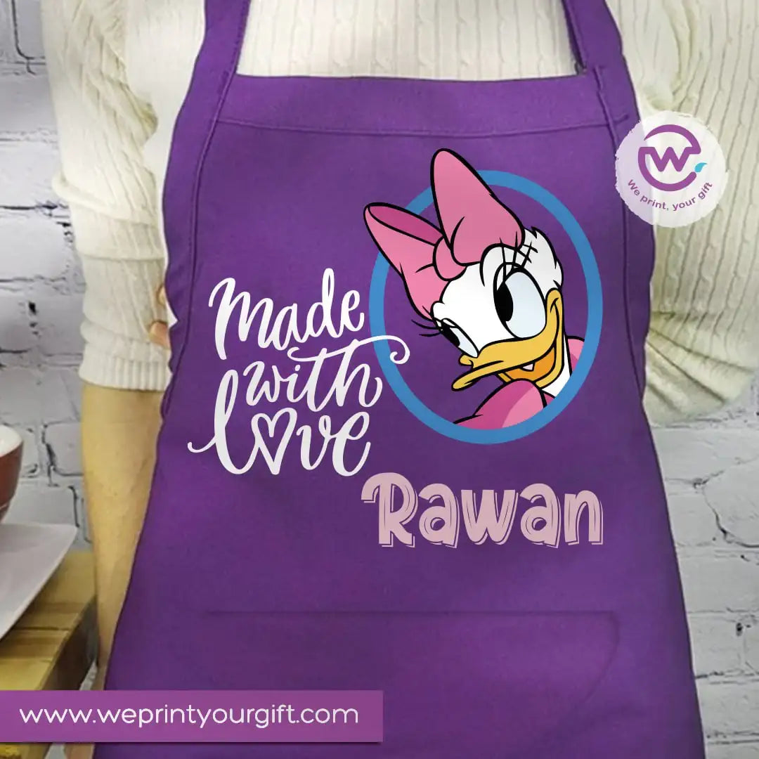 Daisy & Minnie Inspired Apron – Personalized Heavy Cotton Apron with Name and Pocket - WE PRINT