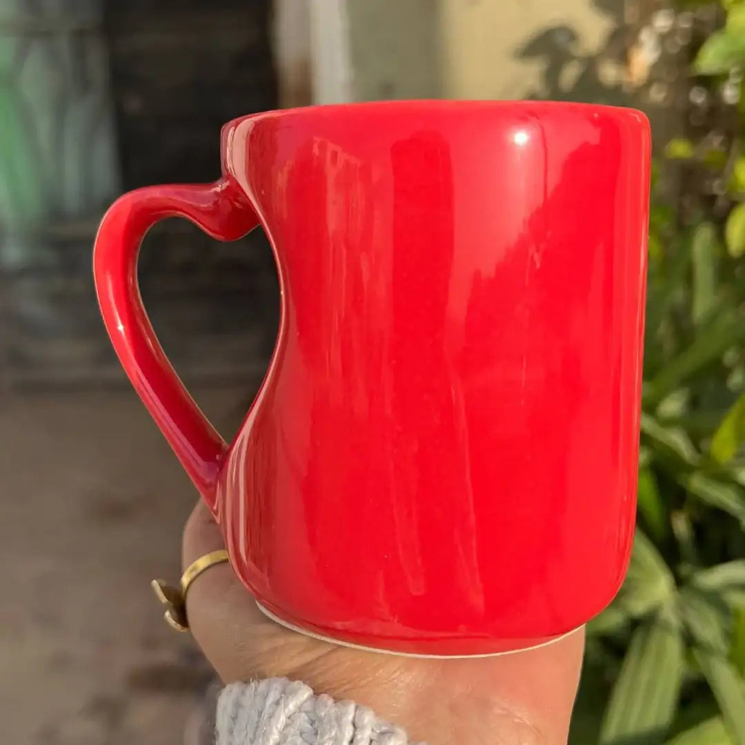 كوب بمقبض على شكل قلب مجوف - 350 مل | طباعة ملصقات بارزة بالأشعة فوق البنفسجية - خيارات تخصيص