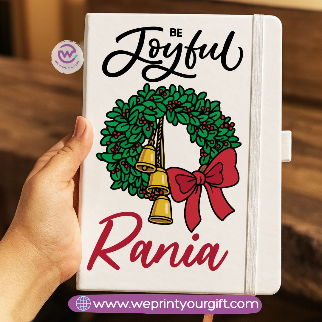 Personalized Hard Cover Rubber Notebook – Winter & Christmas Designs