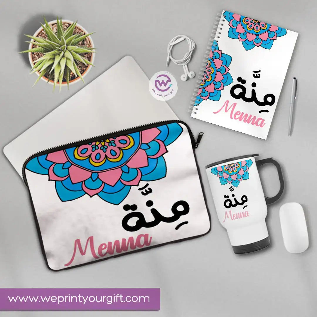 3-Piece Personalized Gift Set | Laptop Sleeve, Travel Mug & Hard Cover Notebook - WE PRINT