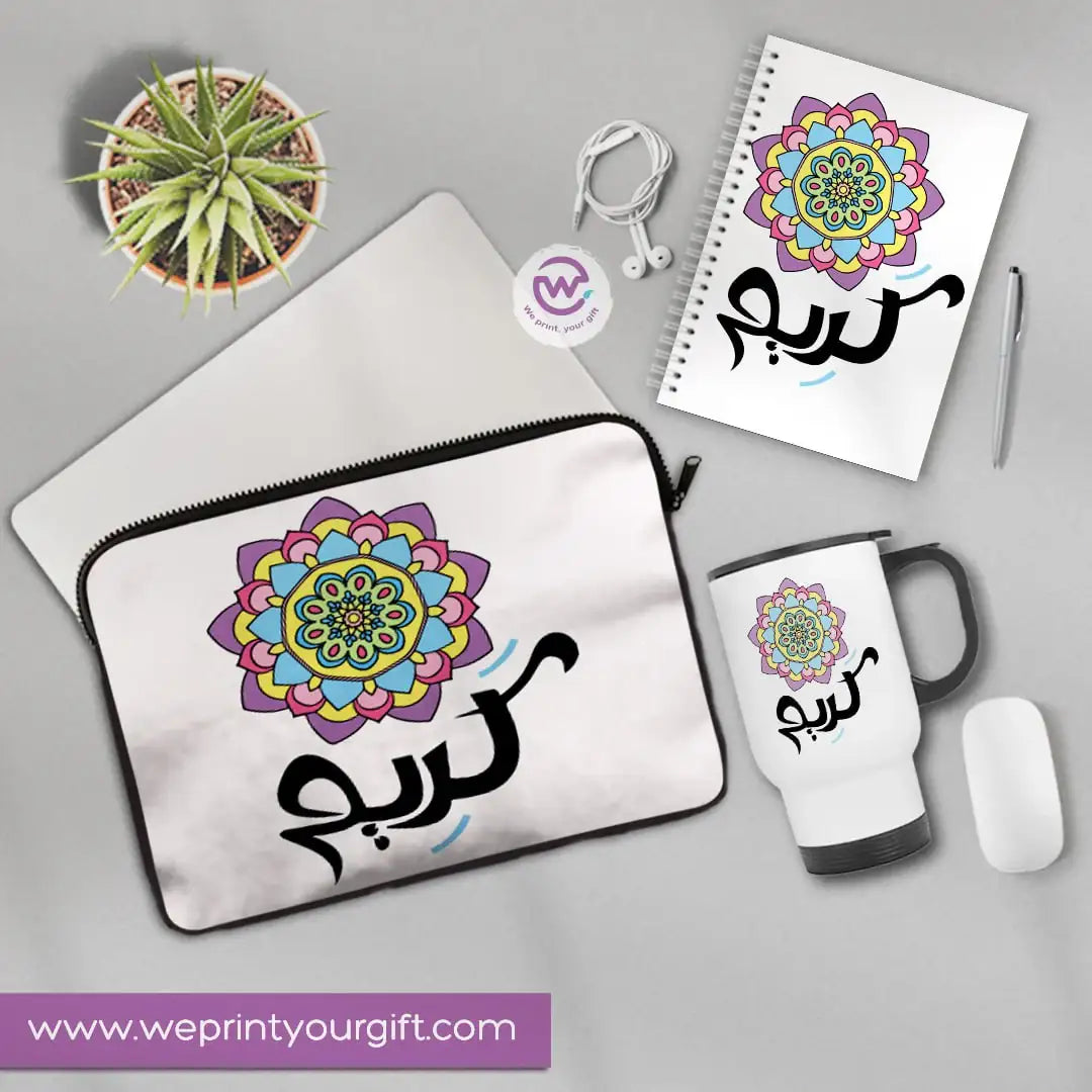 3-Piece Personalized Gift Set | Laptop Sleeve, Travel Mug & Hard Cover Notebook - WE PRINT