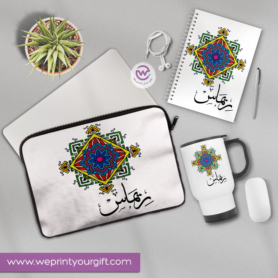 3-Piece Personalized Gift Set | Laptop Sleeve, Travel Mug & Hard Cover Notebook