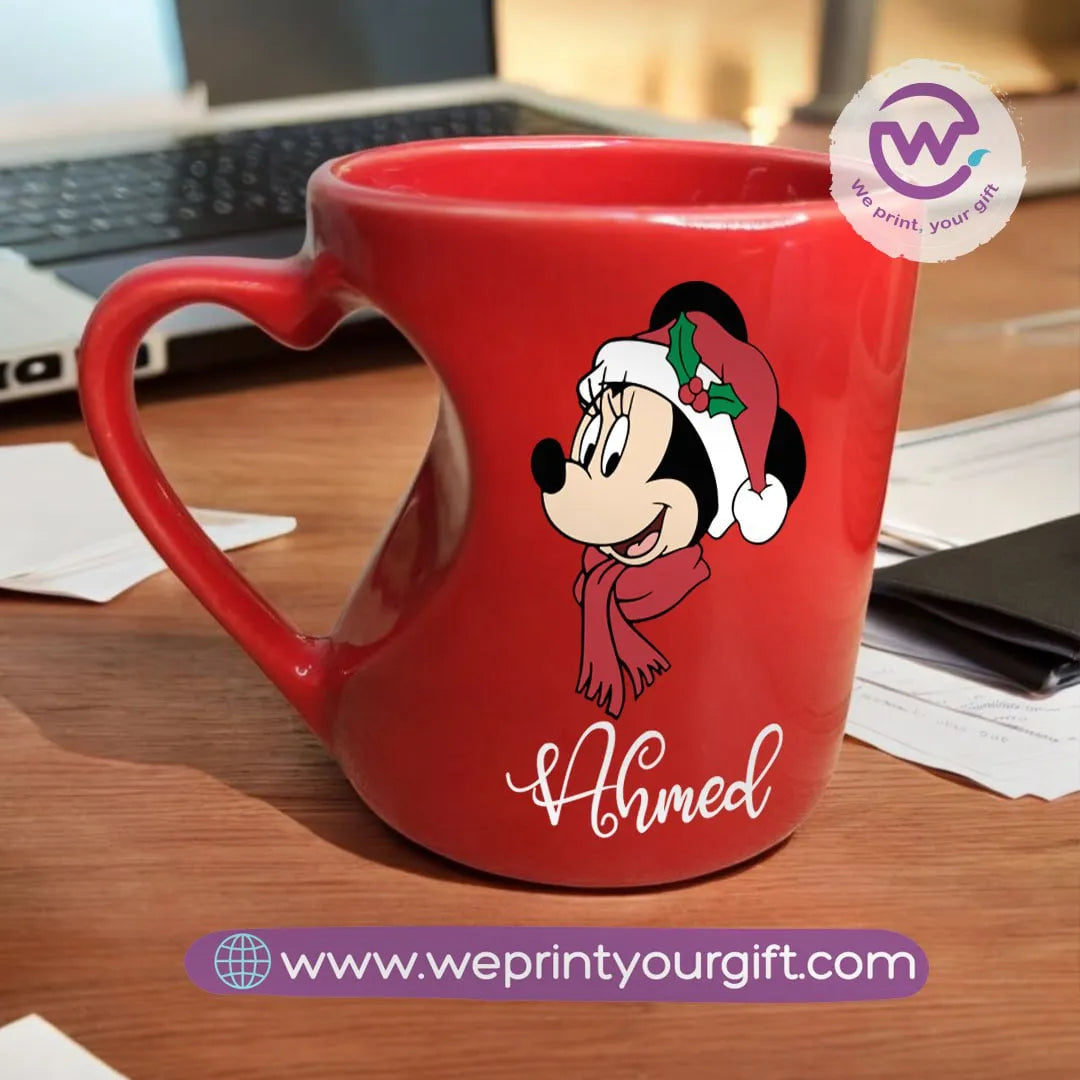 Red Heart Handle Mug- Christmas - WE PRINT