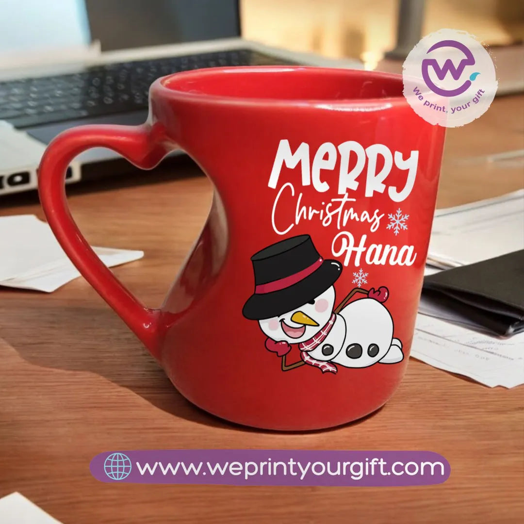 Red Heart Handle Mug- Christmas - WE PRINT