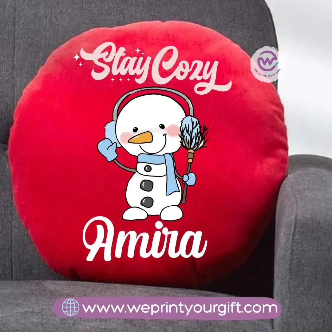 Round Cushion- Snow man - WE PRINT