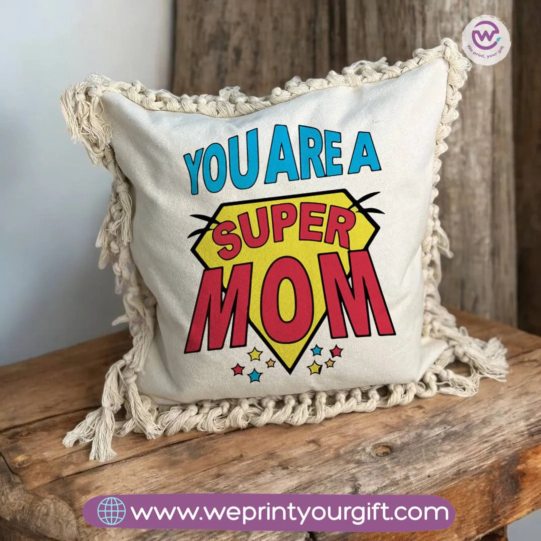 Square Cushion with Macrame Tassels- Mother's Day Designs - WE PRINT