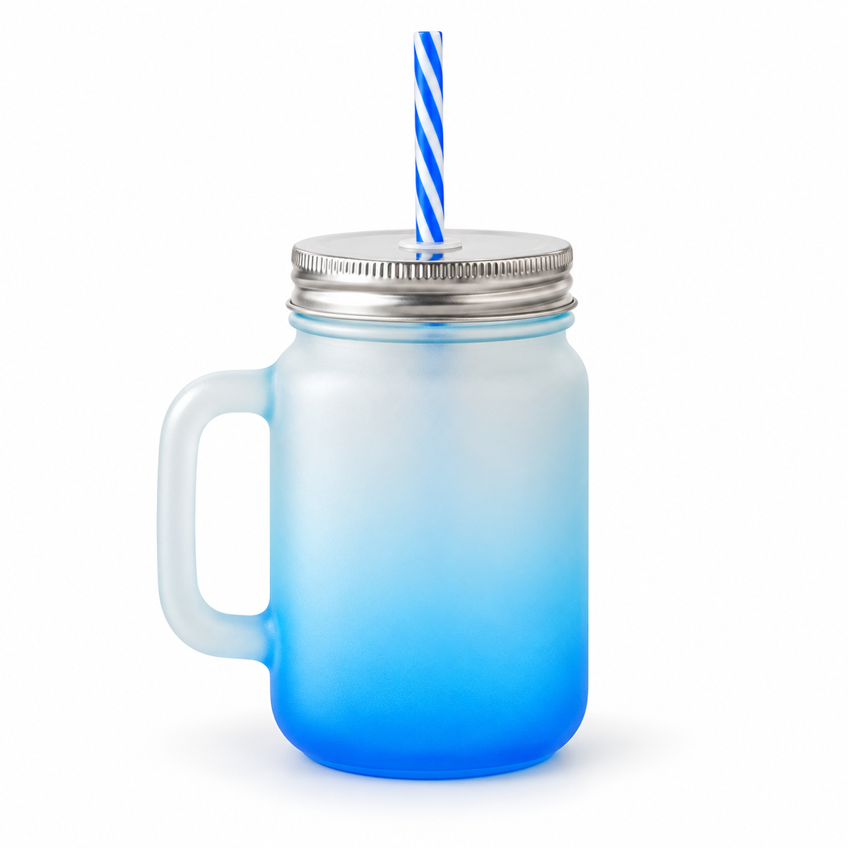 Gradient Glass Mug with Aluminum Lid & Straw - Customization Options