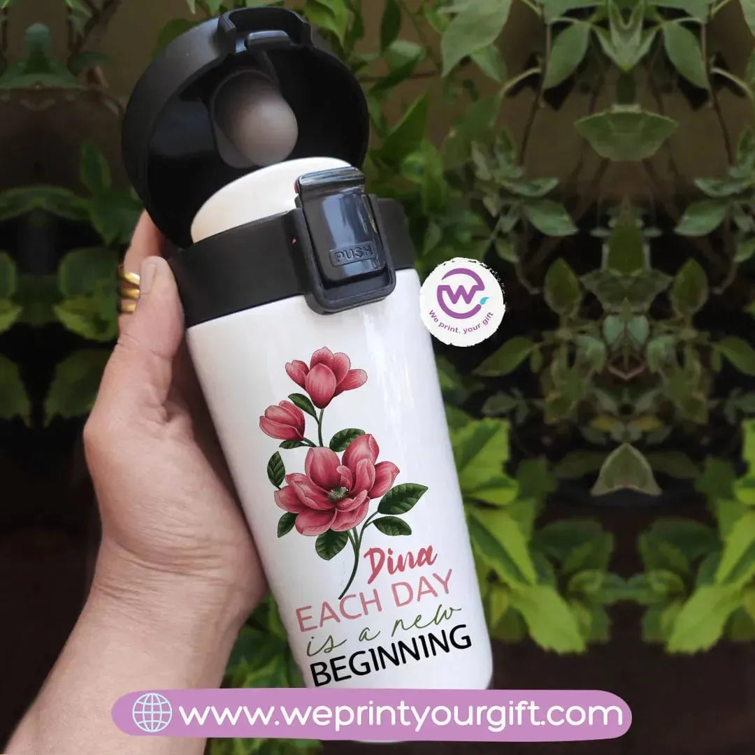 Thermal Mug with Black Lock- Floral - WE PRINT