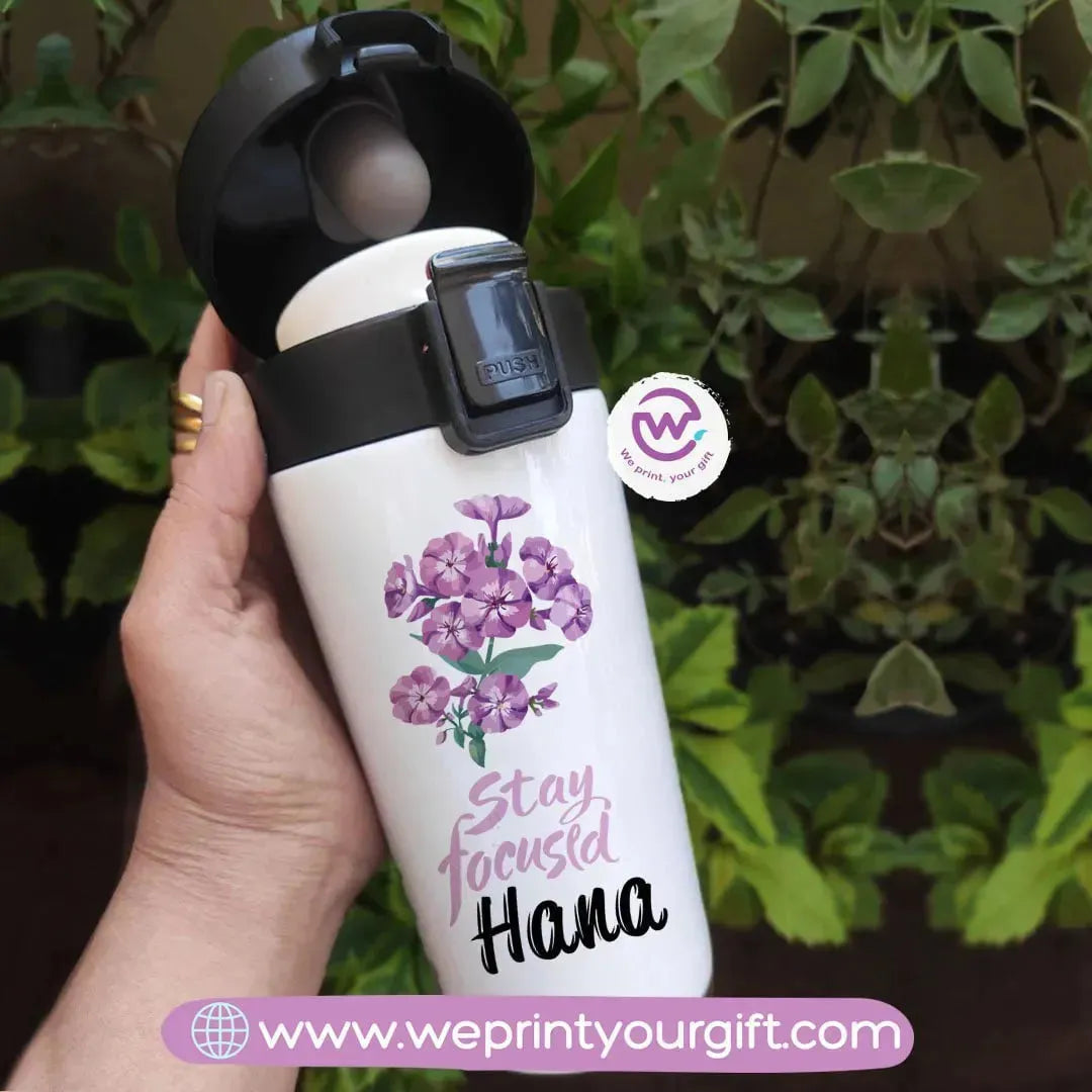 Thermal Mug with Black Lock- Floral - WE PRINT