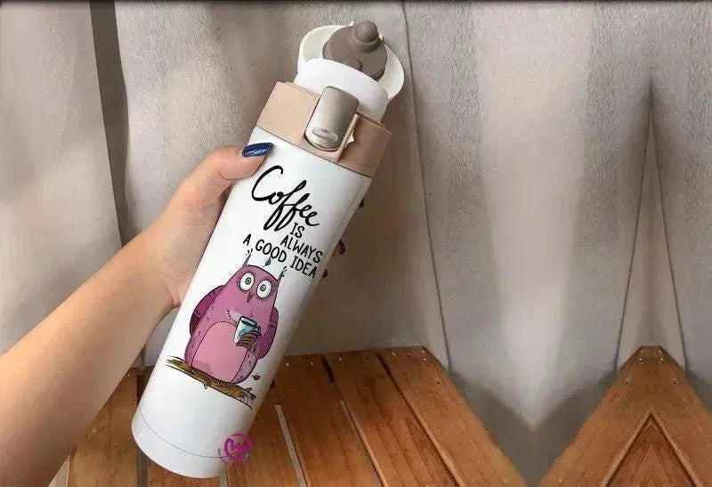 Thermal Mug with lock - Slim Shape-Owl - WE PRINT