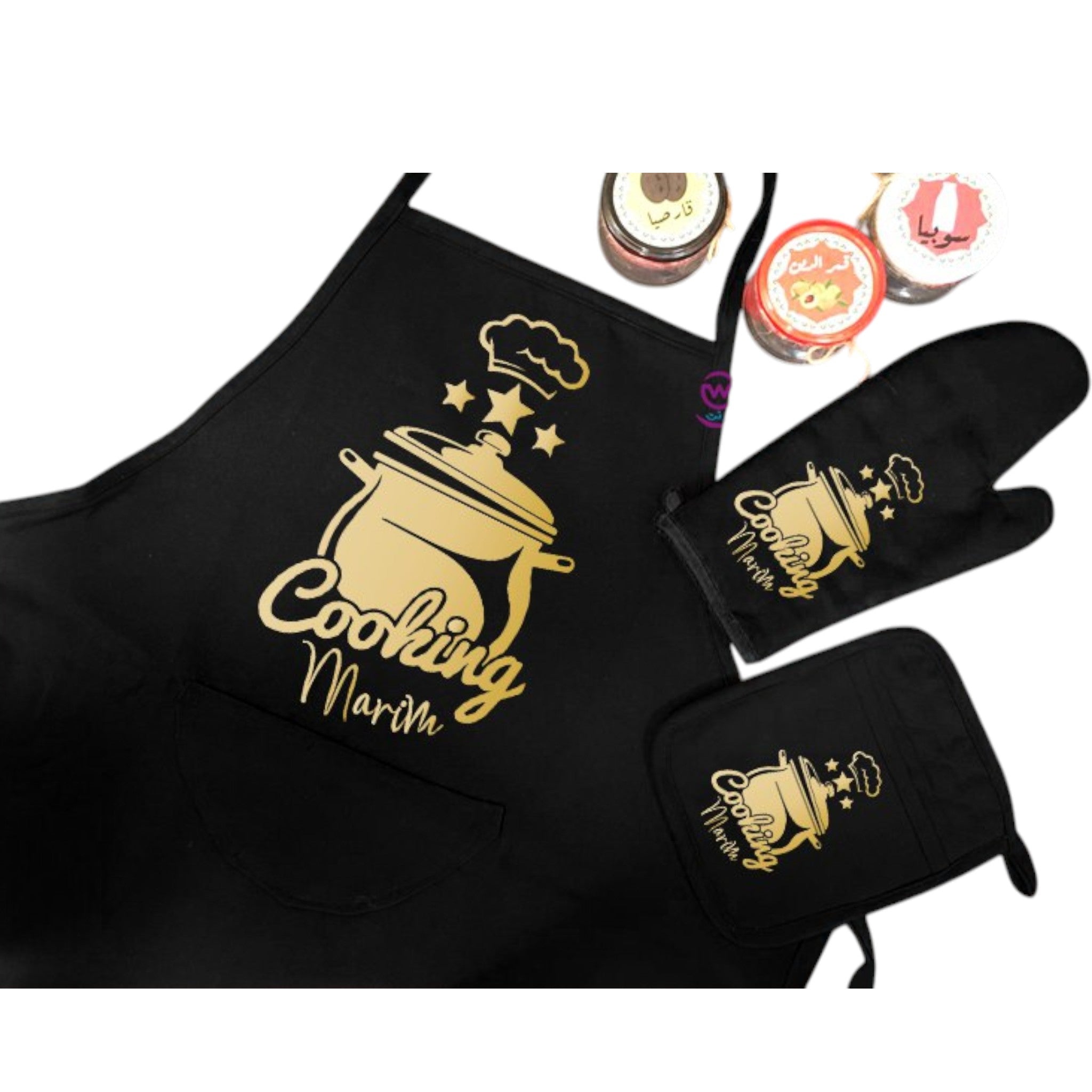 Personalized Kitchen Apron Set -3 Pieces -A - WE PRINT