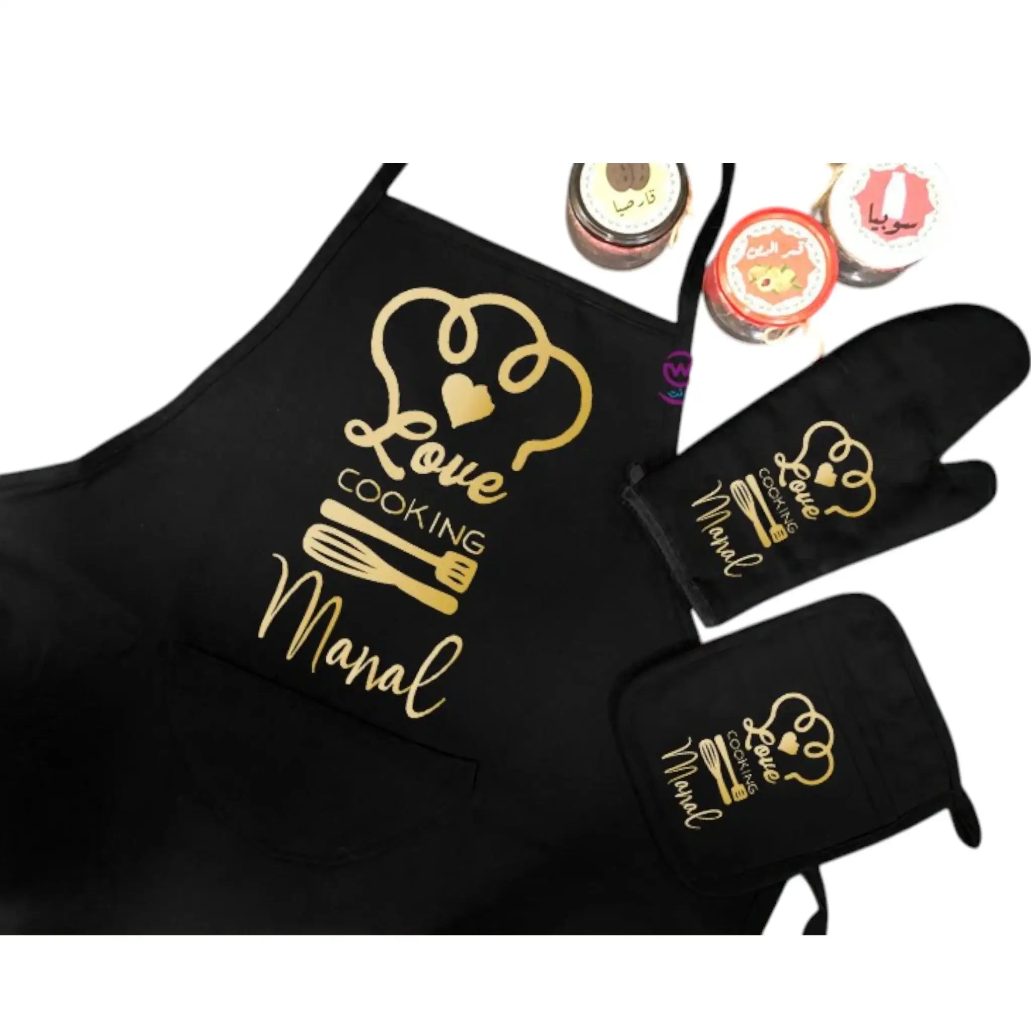 Personalized Kitchen Apron Set -3 Pieces -A - WE PRINT