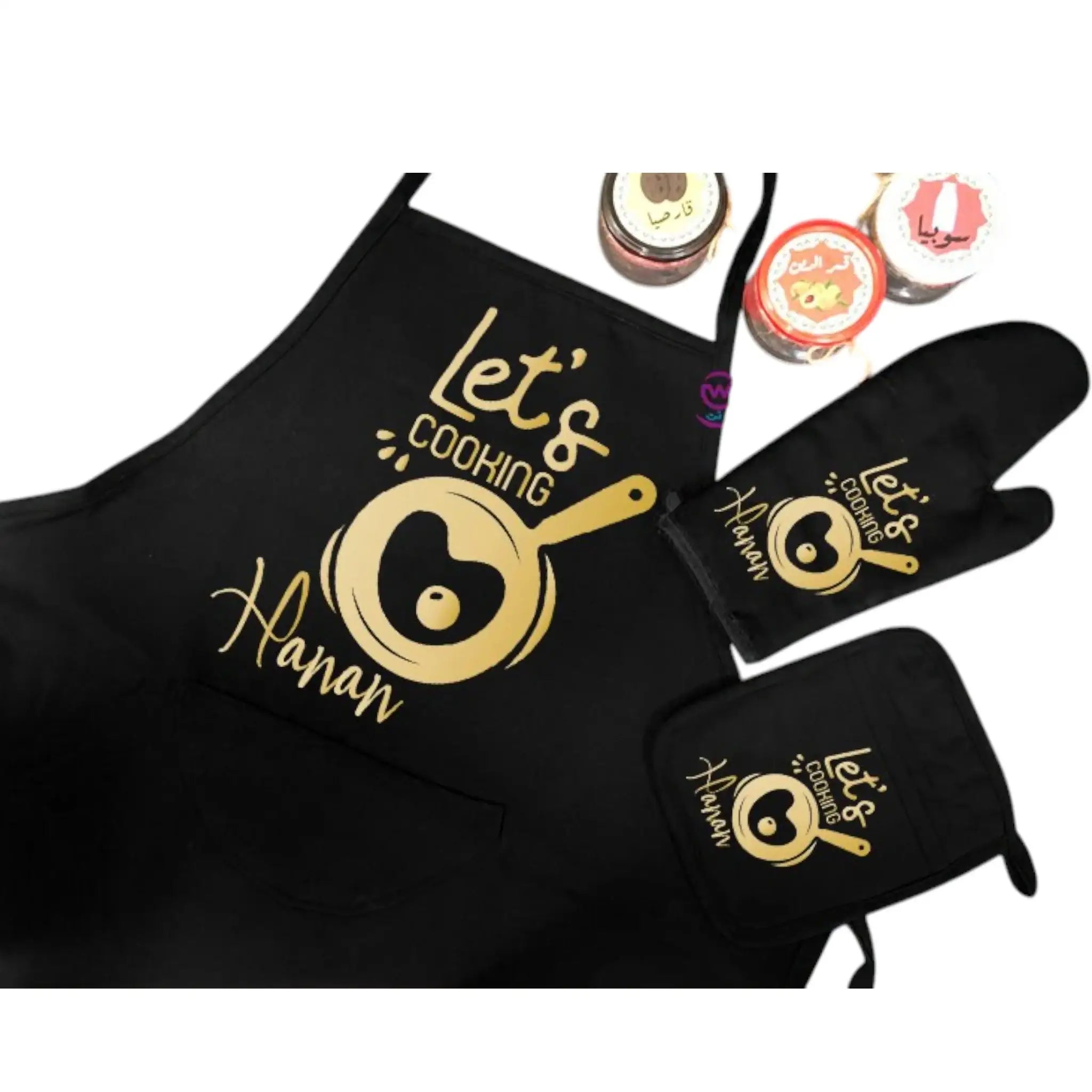 Personalized Kitchen Apron Set -3 Pieces -A - WE PRINT