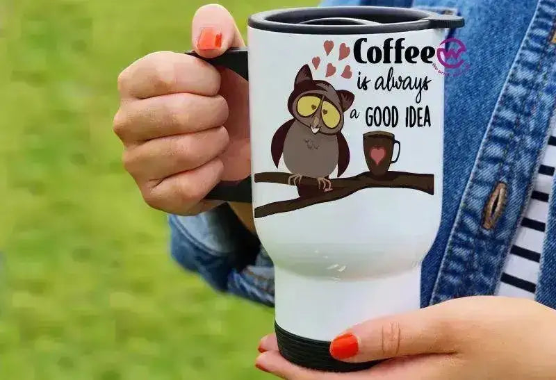 Travel Mug White - Owl