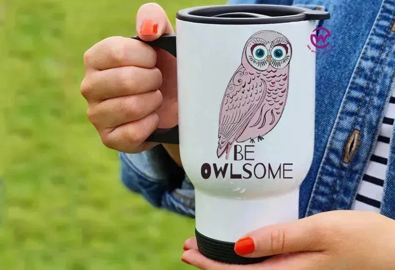 Travel Mug White - Owl