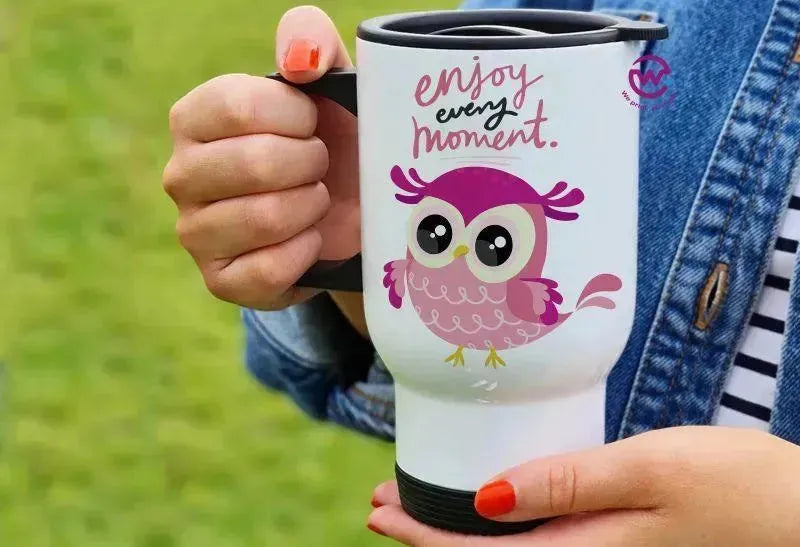 Travel Mug White - Owl