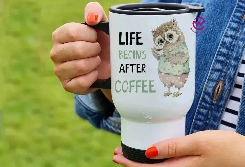 Travel Mug White - Owl - WE PRINT