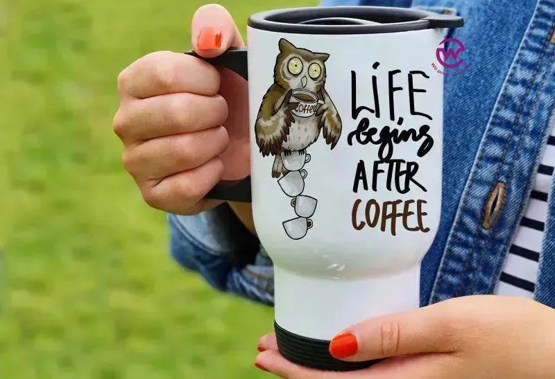 Travel Mug White - Owl