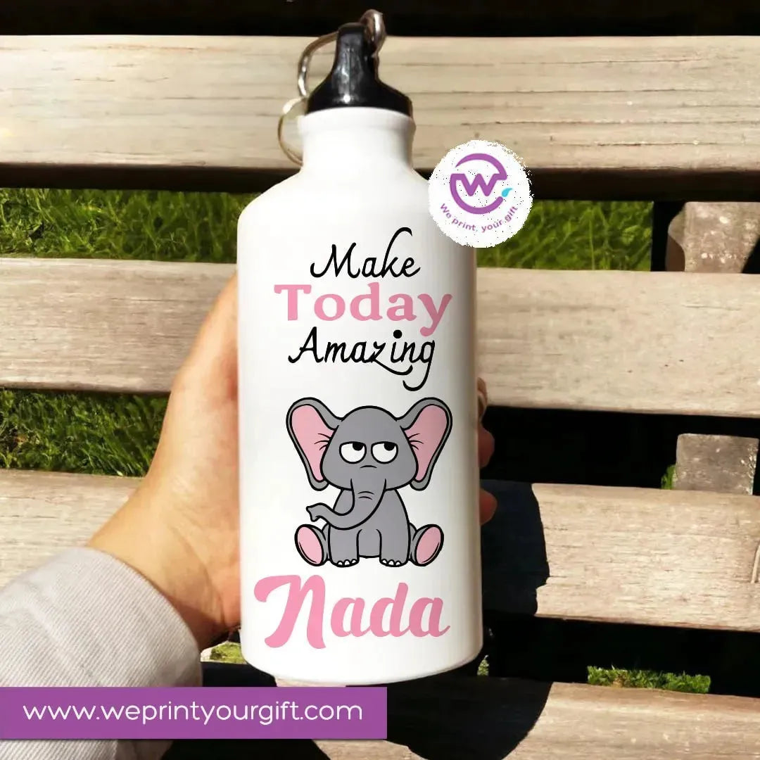 Water Bottle flask -Aluminum -Cute Elephant - WE PRINT