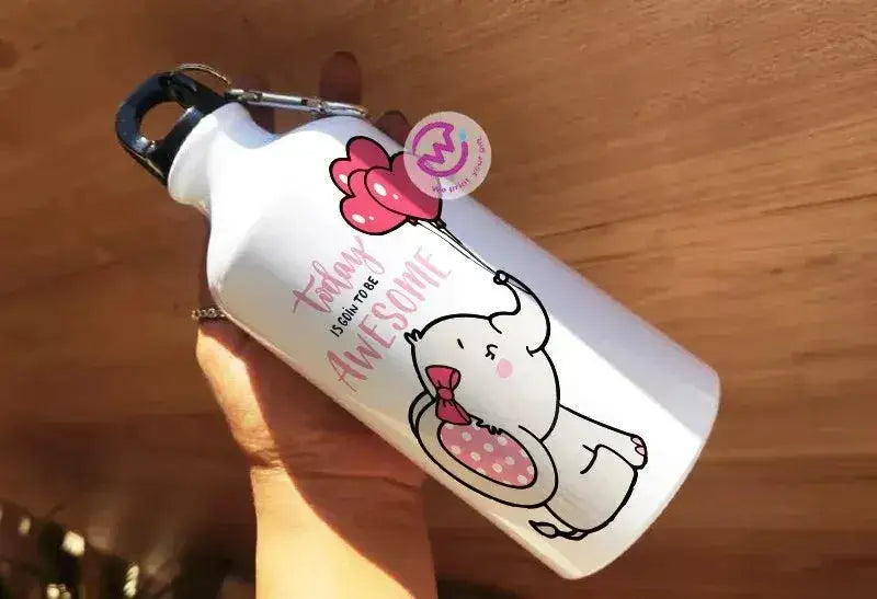 Water Bottle flask -Aluminum -Elephant - WE PRINT