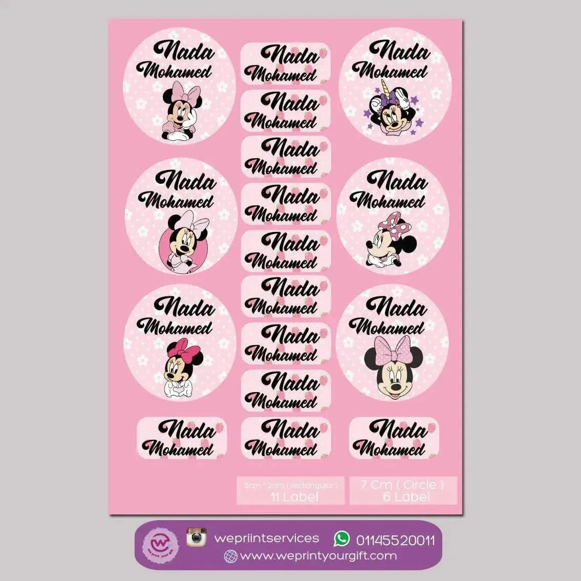 Waterproof label - school label Minnie - WE PRINT