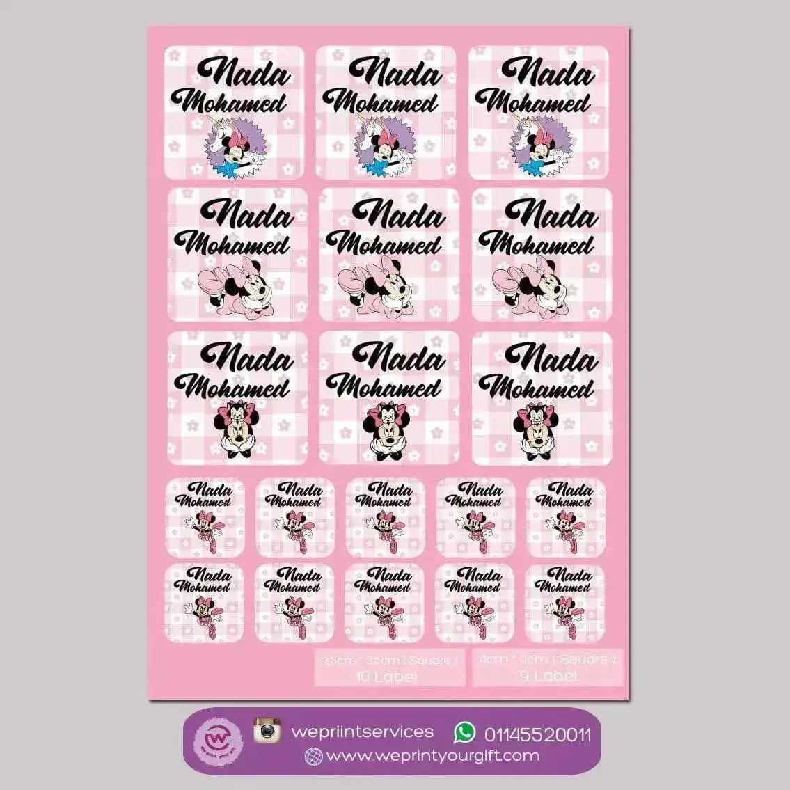 Waterproof label - school label Minnie - WE PRINT