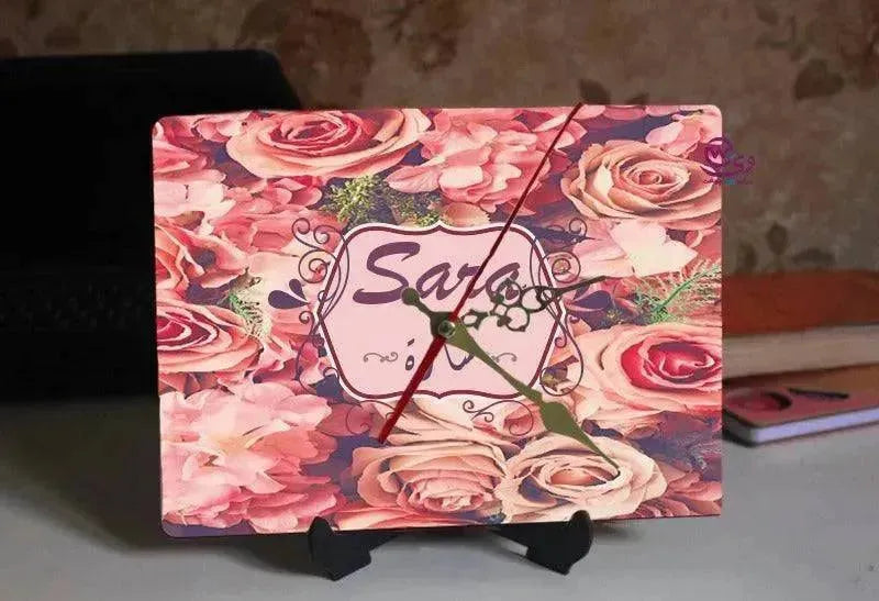 Wooden Desk Clock -Arabic Names-A - WE PRINT