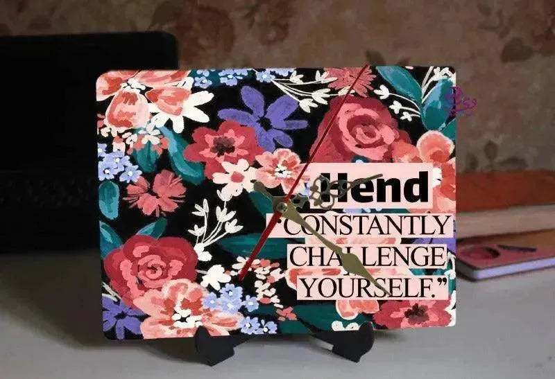 Wooden Desk Clock -Motivational Quotes - WE PRINT