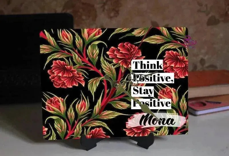 Wooden Desk Clock -Motivational Quotes - WE PRINT