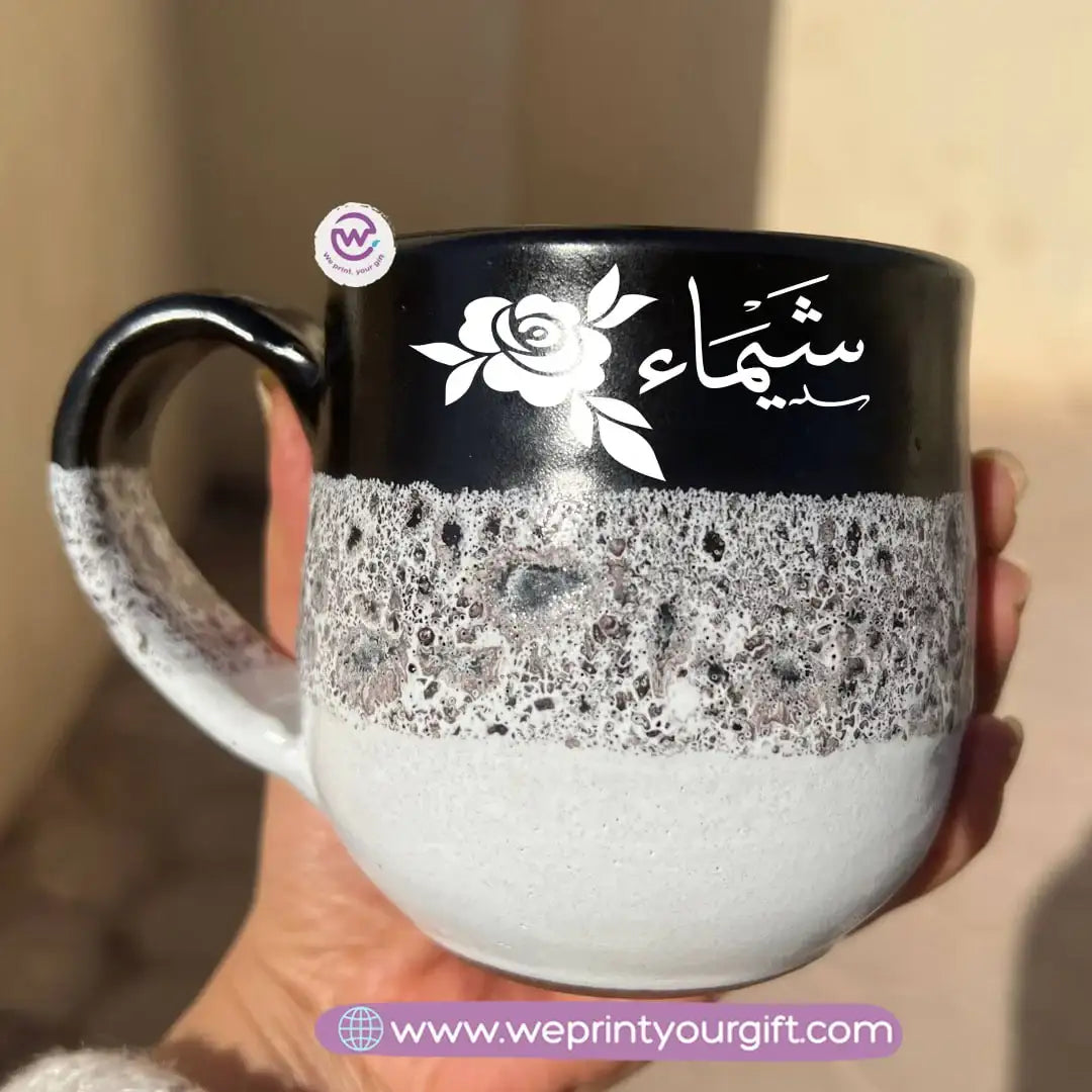 Black & White Handmade Pottery Mug - WE PRINT