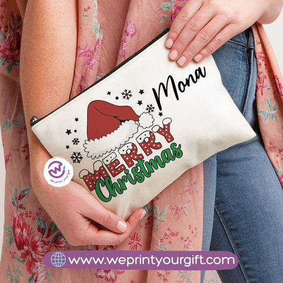 Christmas Makeup Bag & Pencil Case – Premium Cotton Pouch (23×17 cm)
