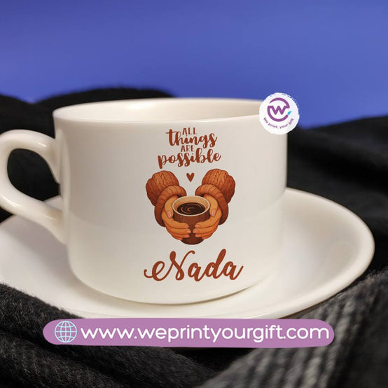 Personalized Coffee Cup with Saucer – One Art Design Collection
