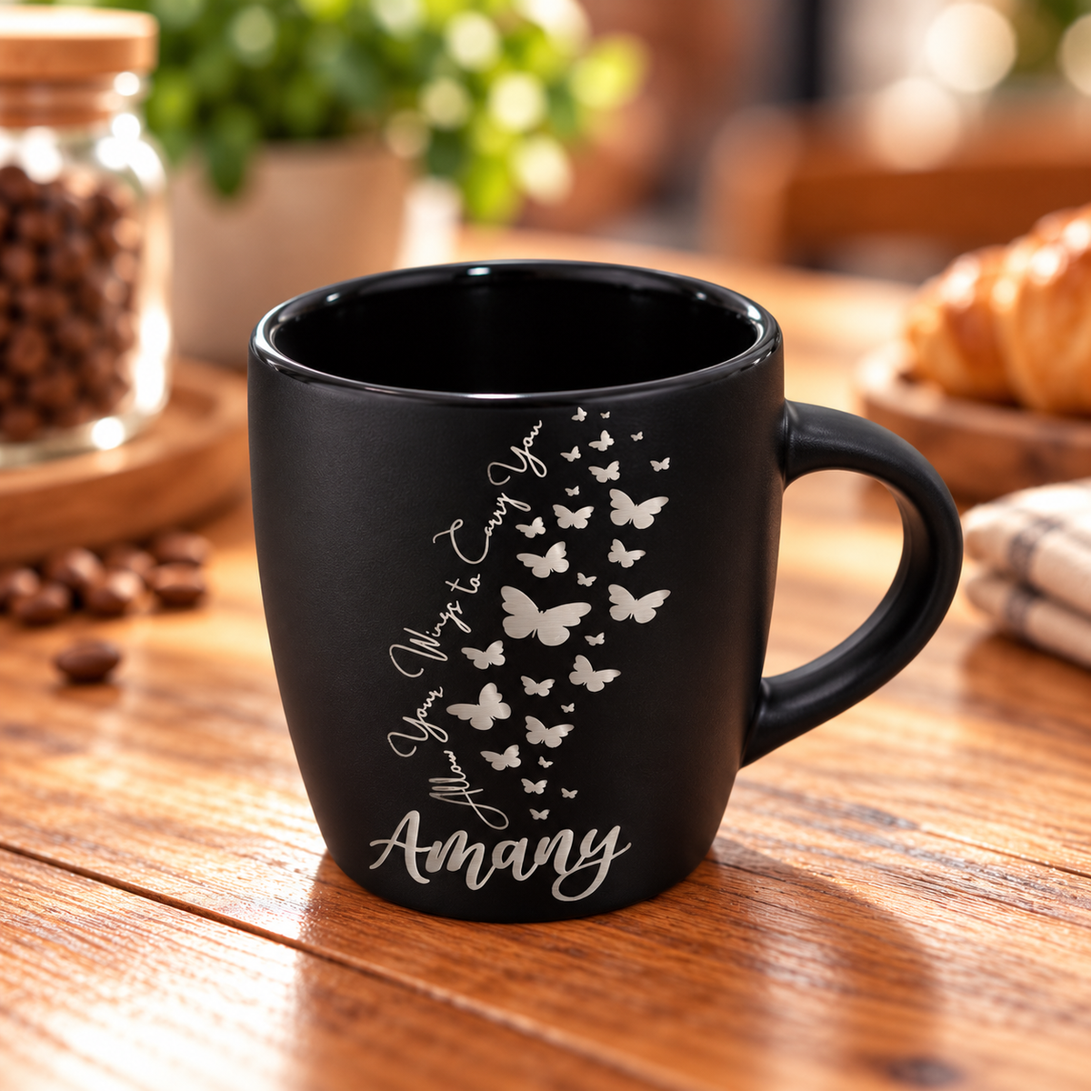 Motivational Engraved Matte Black Espresso Cup