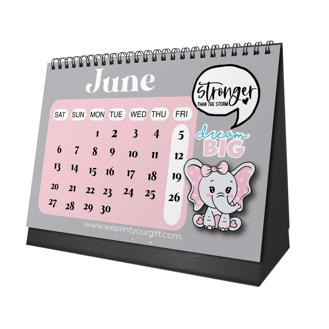 Cute Elephant Desk Calendar 2026