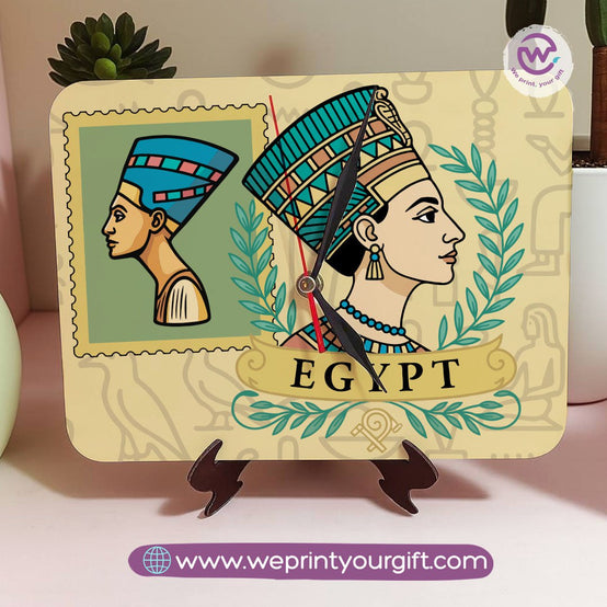 Pharaonic Wooden Table Clock – Egyptian Heritage Edition