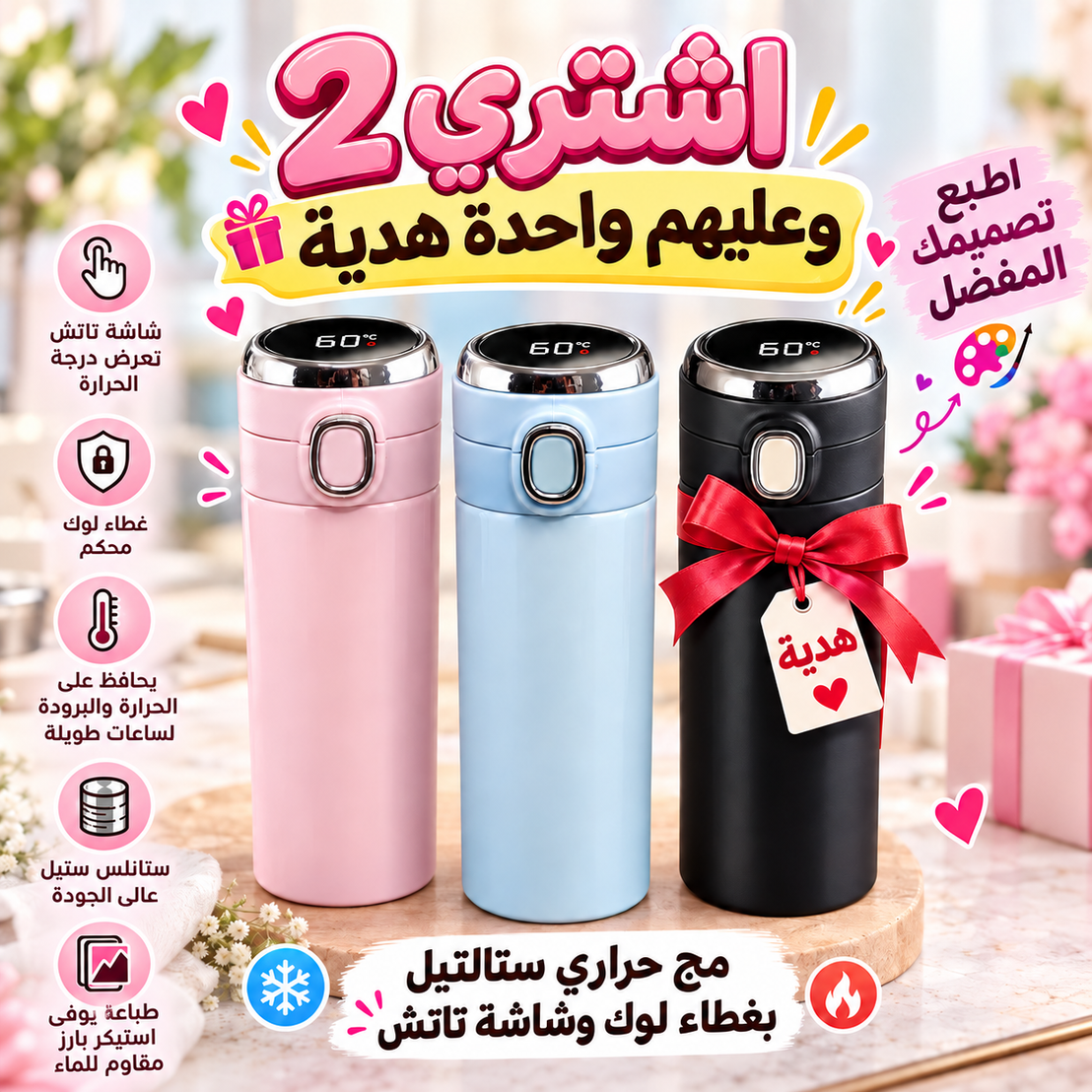Smart Personalized Thermal Flask with Digital Temperature Display - Buy 2 Get 1 Free