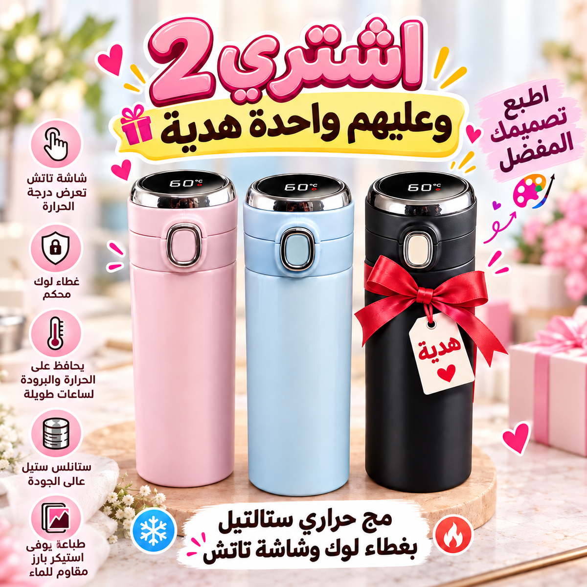 Smart Personalized Thermal Flask with Digital Temperature Display - Buy 2 Get 1 Free
