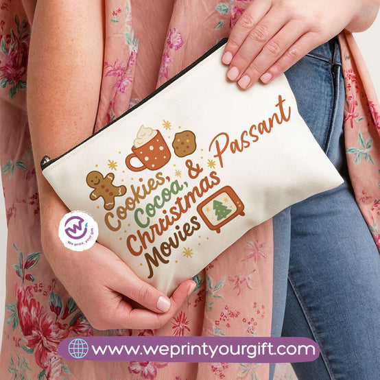 Christmas Makeup Bag & Pencil Case – Premium Cotton Pouch (23×17 cm)