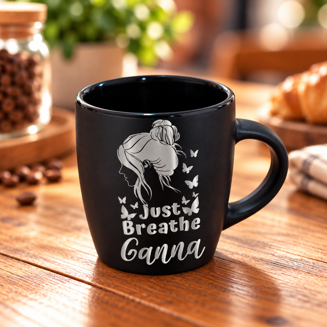 Motivational Engraved Matte Black Espresso Cup