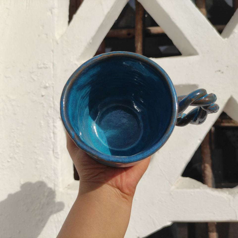 Blue Cloud Handmade Pottery Mug – 300 ml - Customization Options