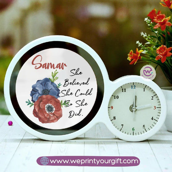 Round Magic Mirror with Clock – Personalized Motivational Design