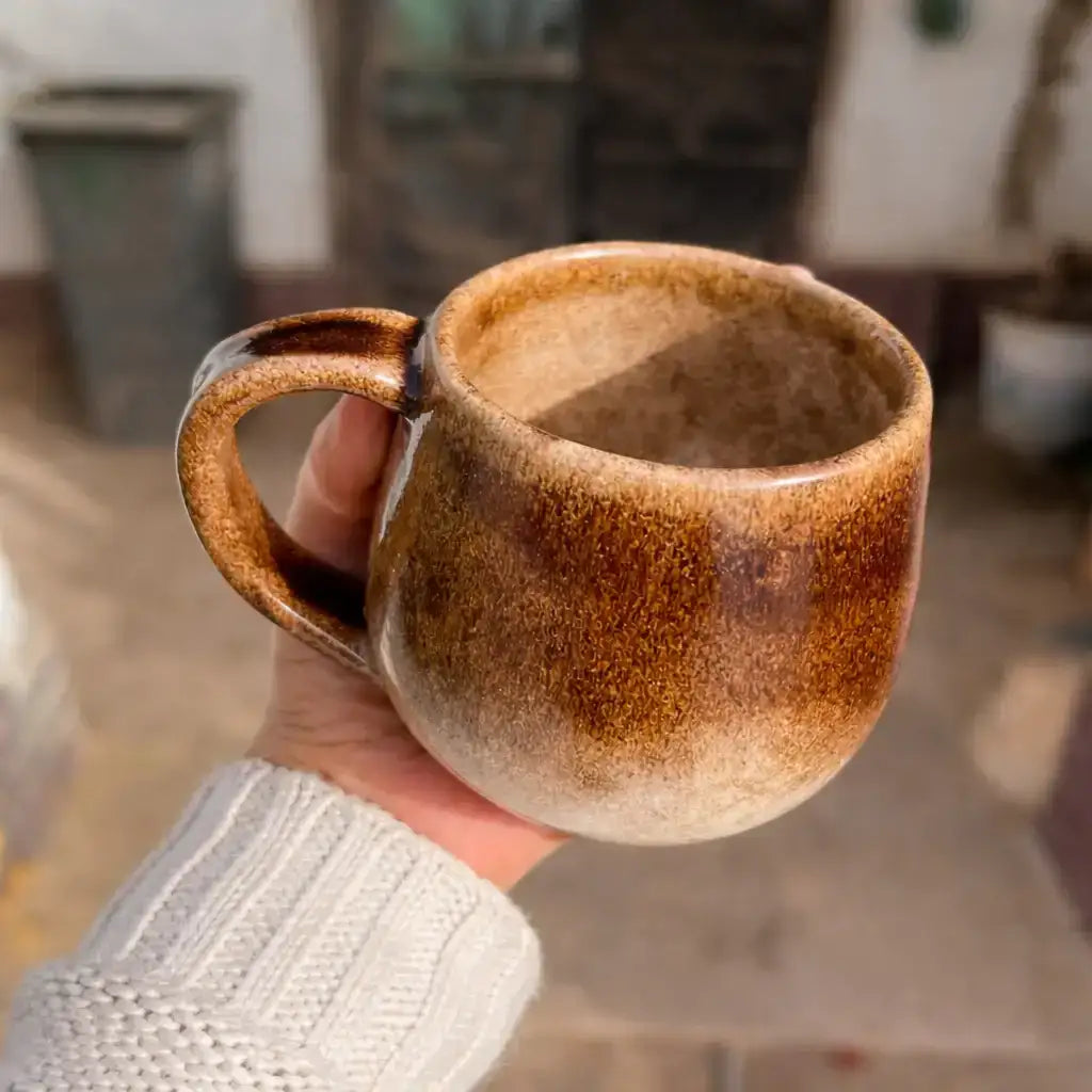 Creamy Brown Handmade Pottery Mug – Customization options - WE PRINT