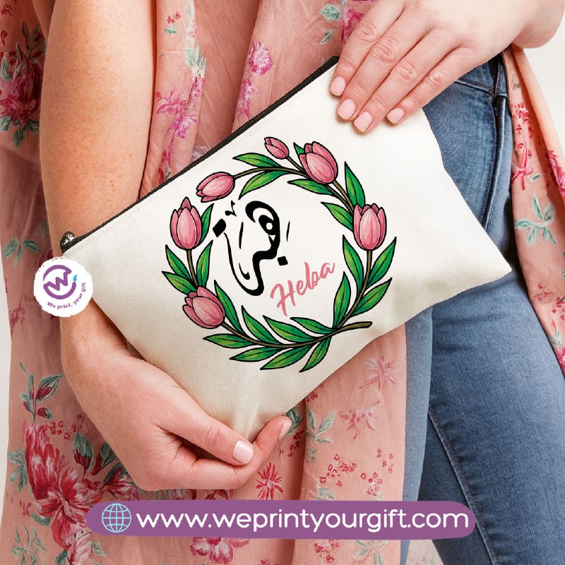 Arabic Name Makeup Bag & Pencil Case – Personalized Cotton Pouch