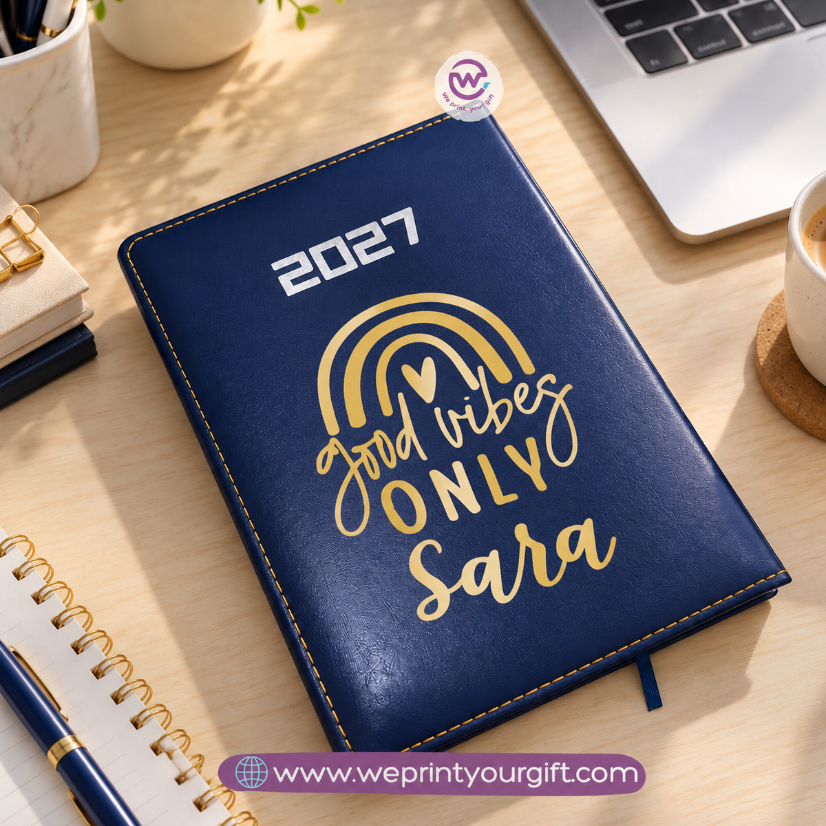 2027 Personalized Agenda – Gold Motivational Designs