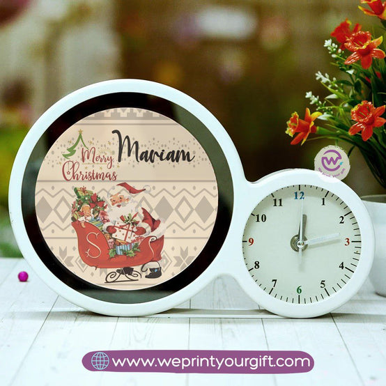 Round Magic Mirror with Clock – Christmas Edition