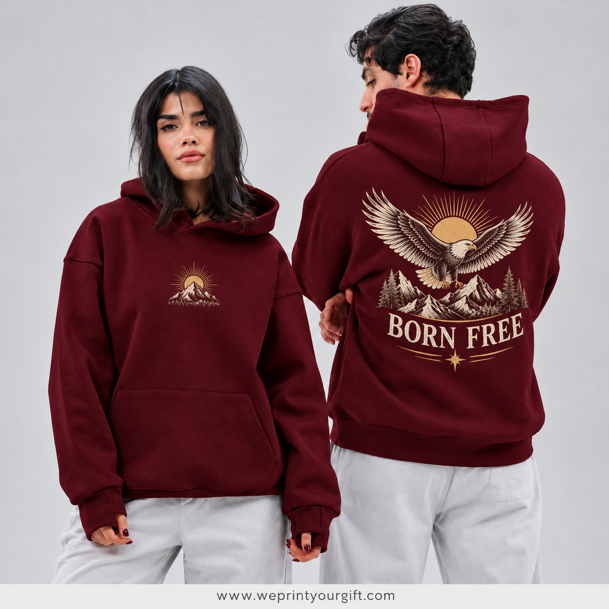 Unisex "Born Free" Hoodie - Premium Melton Cotton