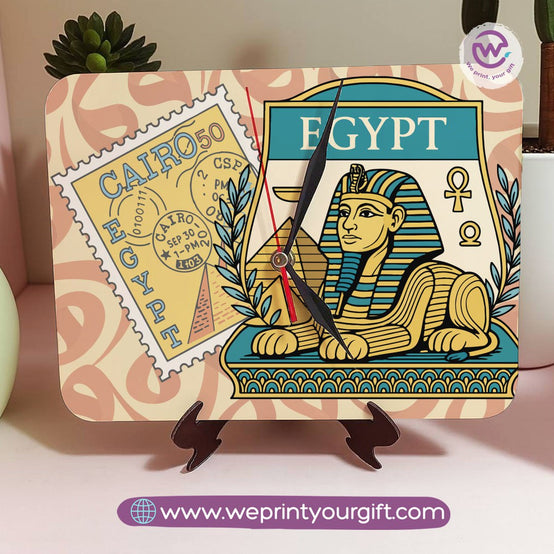 Pharaonic Wooden Table Clock – Egyptian Heritage Edition