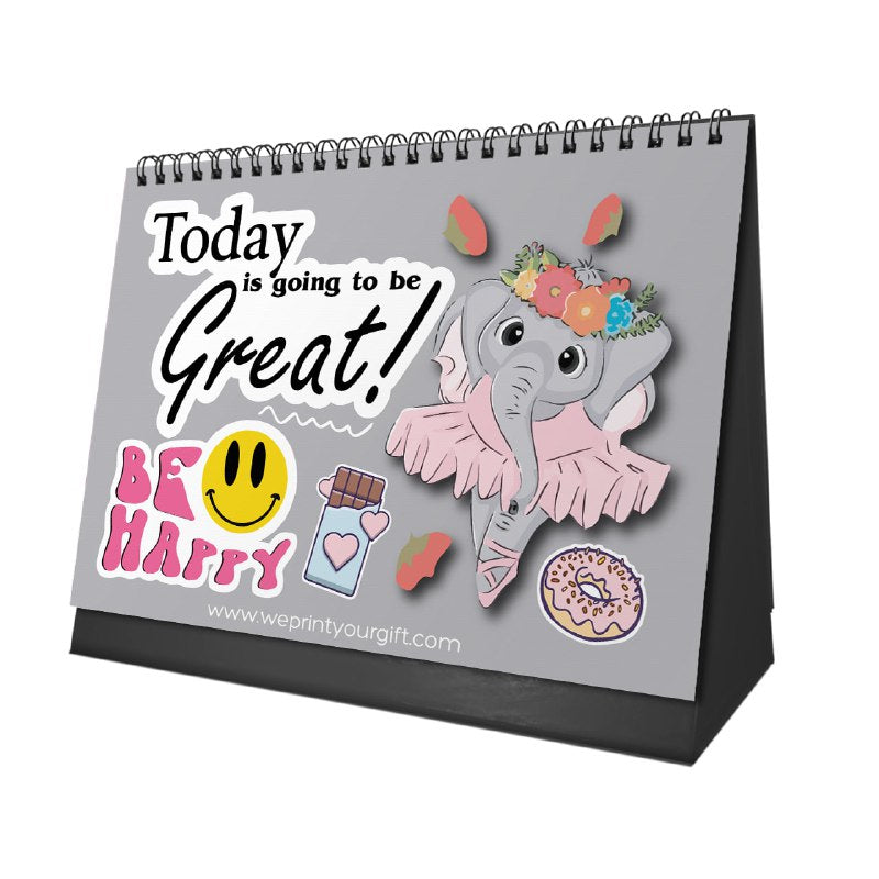 Cute Elephant Desk Calendar 2026